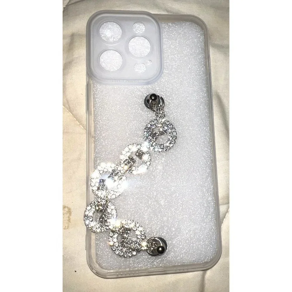 Luxury Clear Diamond Chain Wristband Antifall Soft Case IPhone 14 MaxPro